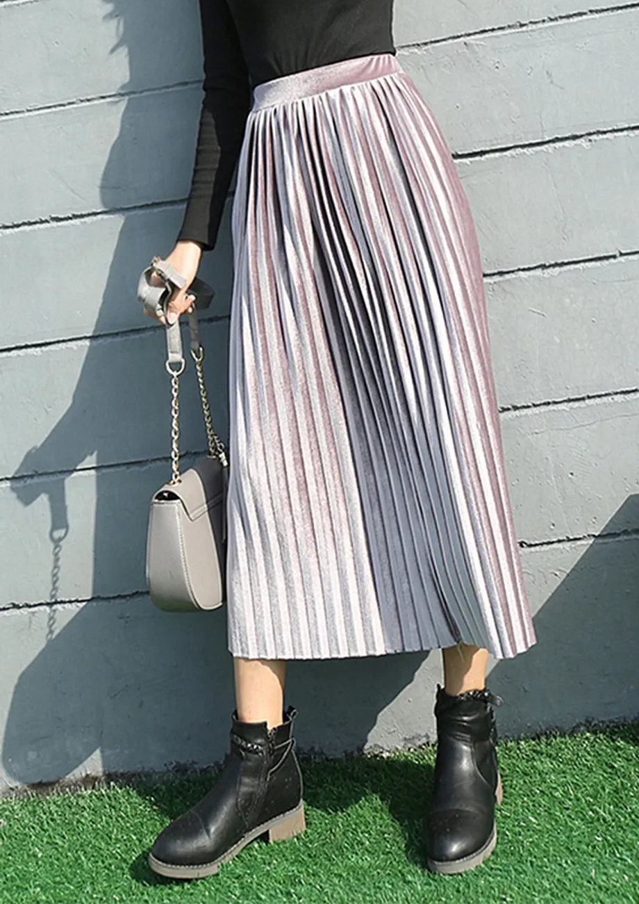 Free Size Pleated Midi Skirt