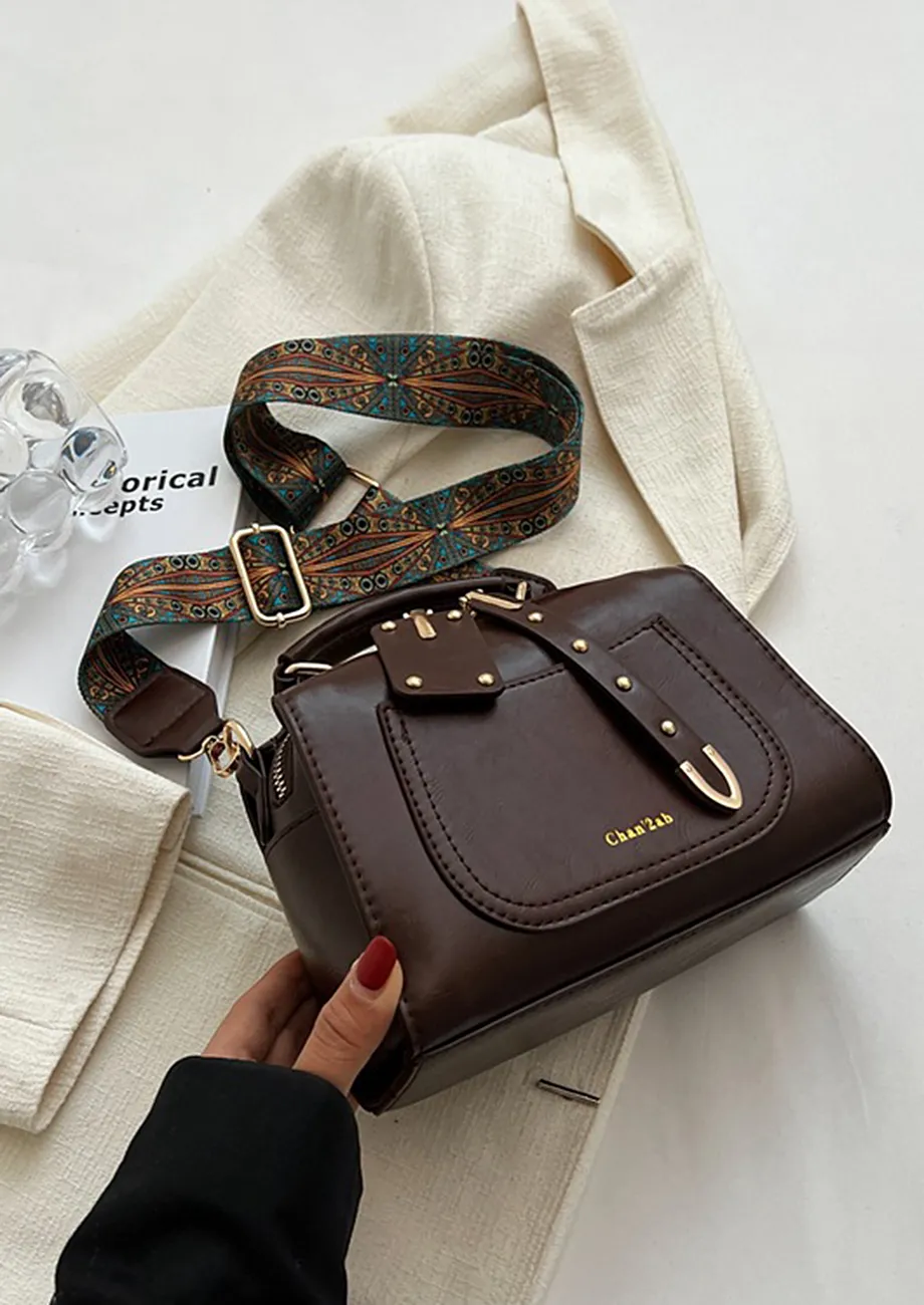 SINGLE HANDLE DARK BROWN CROSSBODY BAG