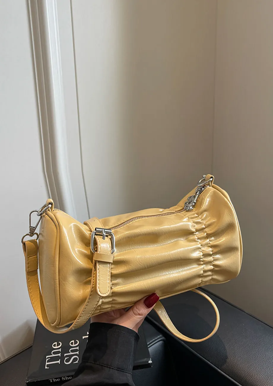 KHAKI RUCHED DETAILS CROSSBODY BAG