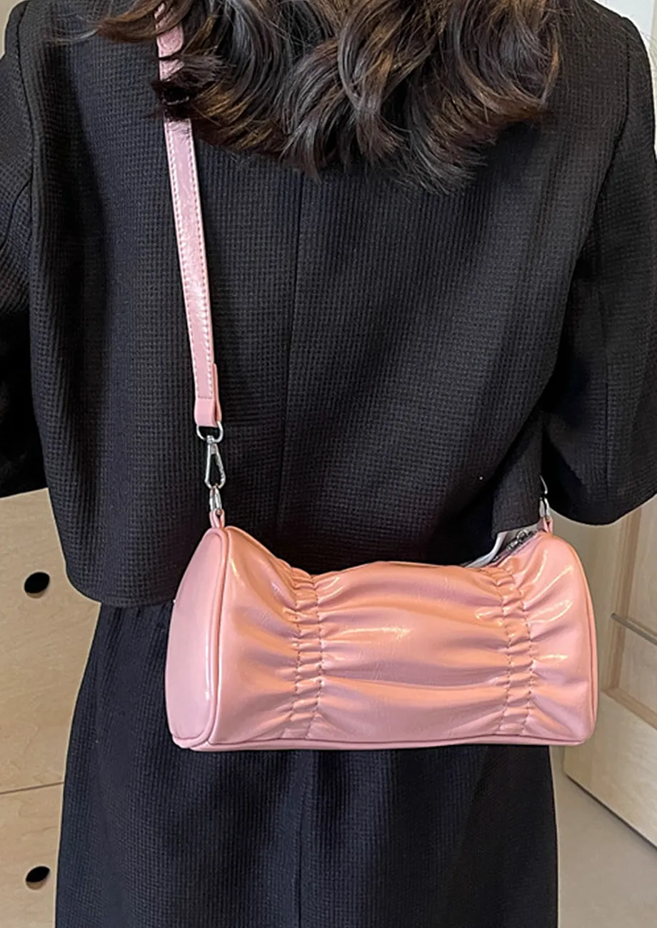 PINK RUCHED DETAILS CROSSBODY BAG