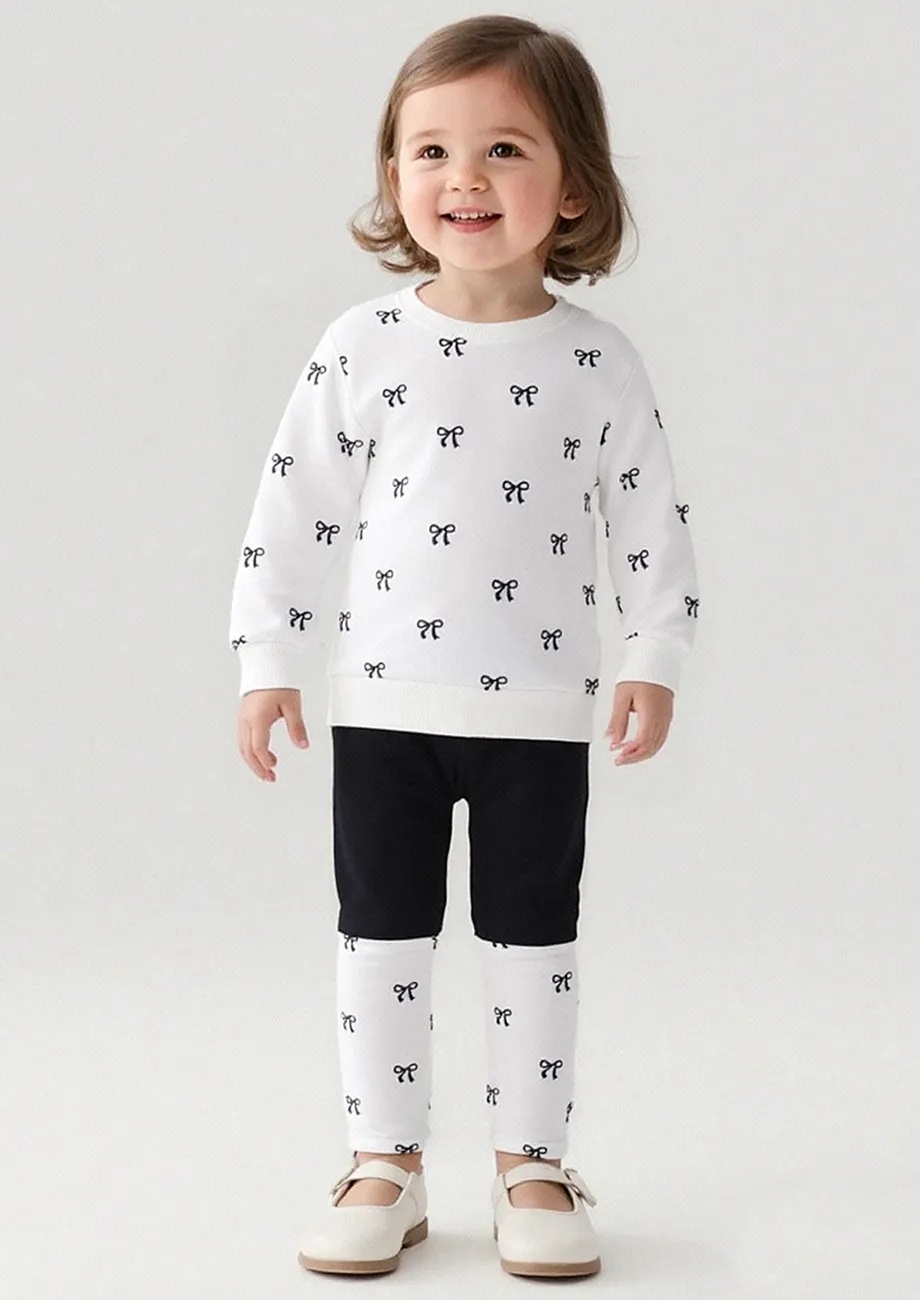 White 2pc Girls Sweatshirt & Leggings