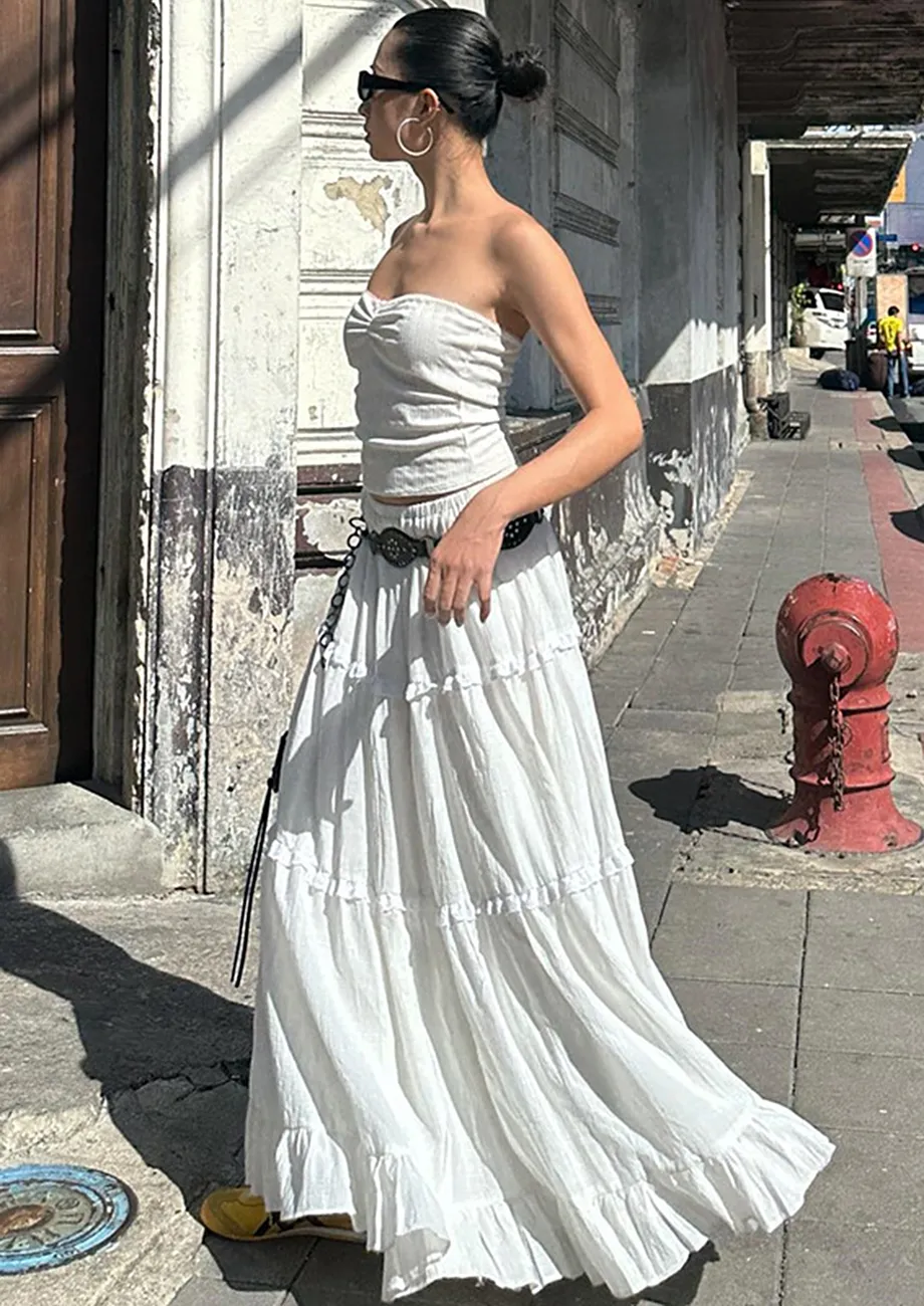 Tiered Layered Maxi Skirt Lace Skirt Layered White Flowy Skirt Buy