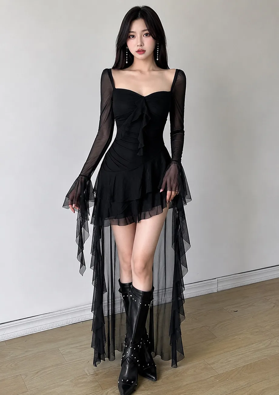 black high low dress with sleeves Buy Ruffled Sweetheart High-low for Women Online in India classy elegant black dress
