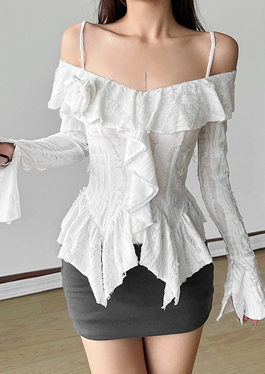 White Cold Shoulder Sleeve Top 