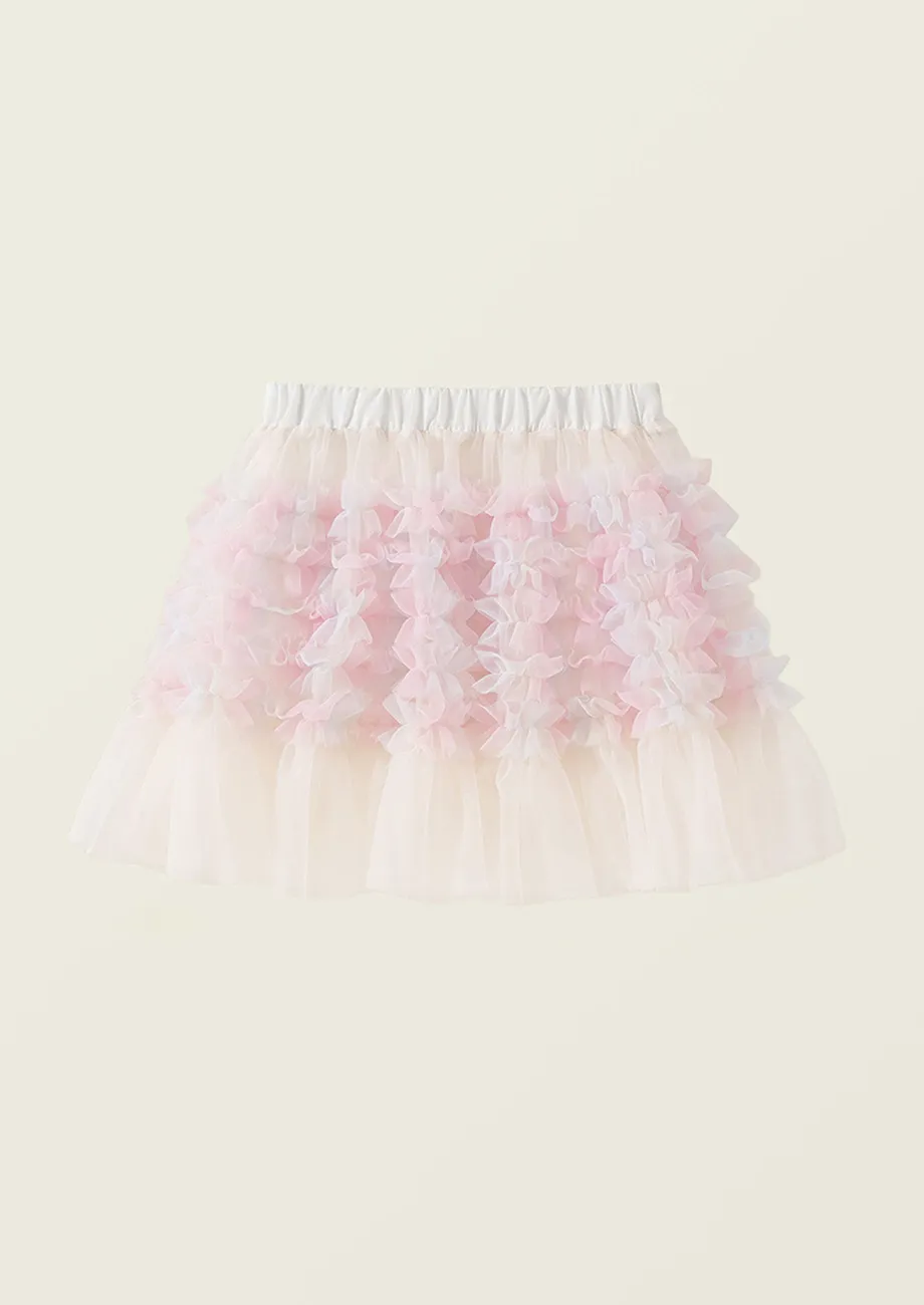 Multi Ruffled Girls Tulle Skirt