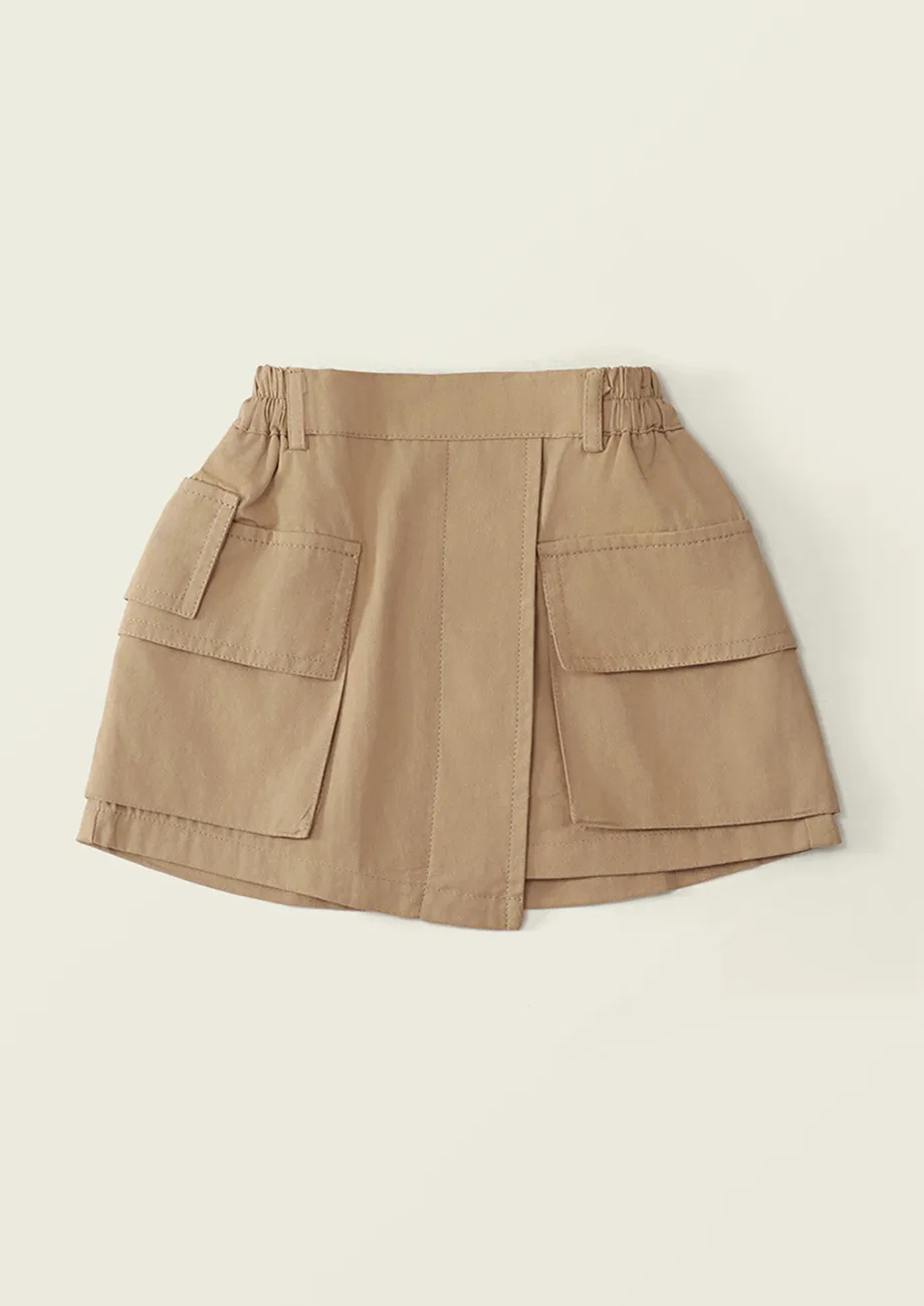 Khaki Girls Oversized Pocket Skort