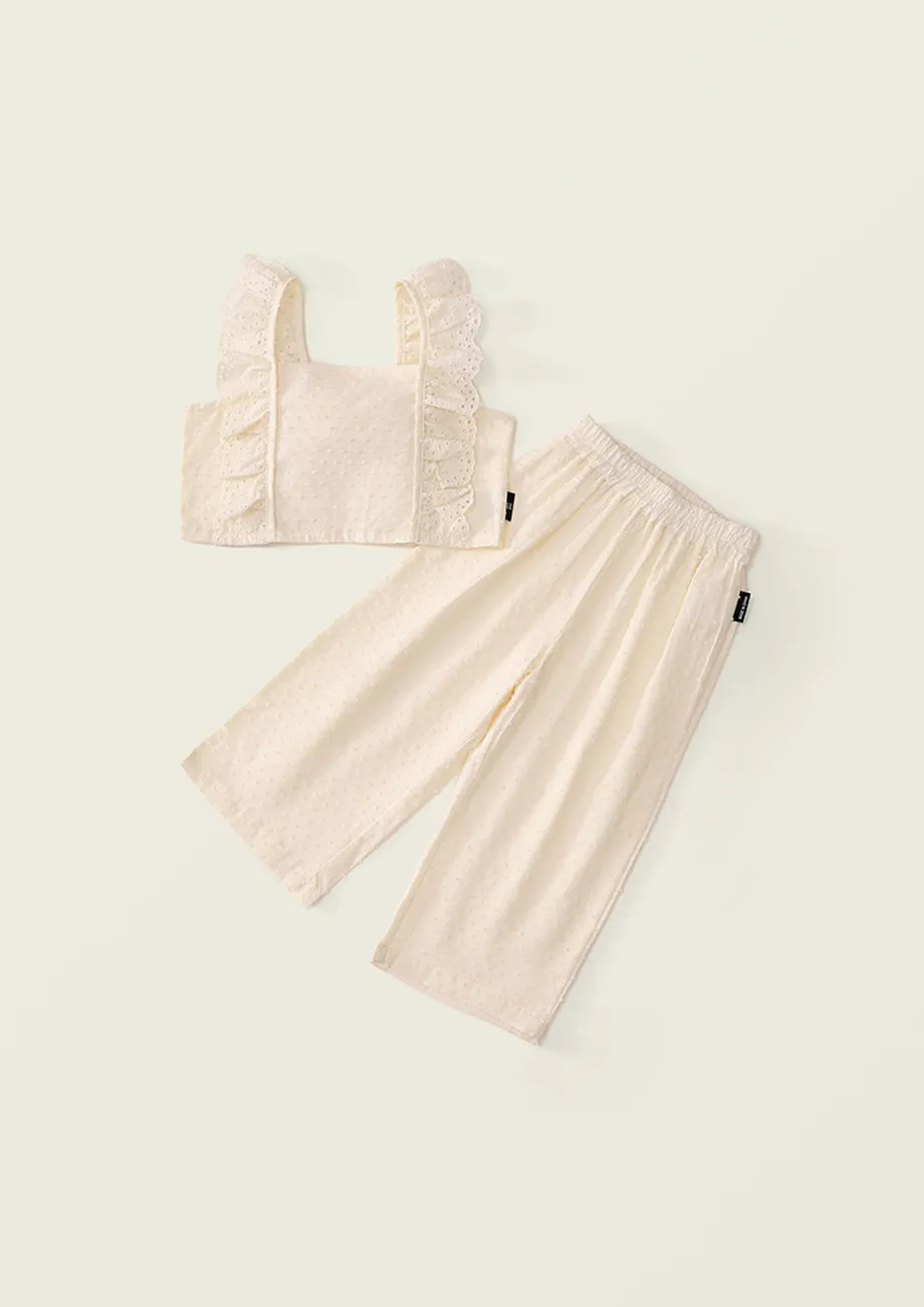 Girls 2pc Girls Lace Frills Top & Pants