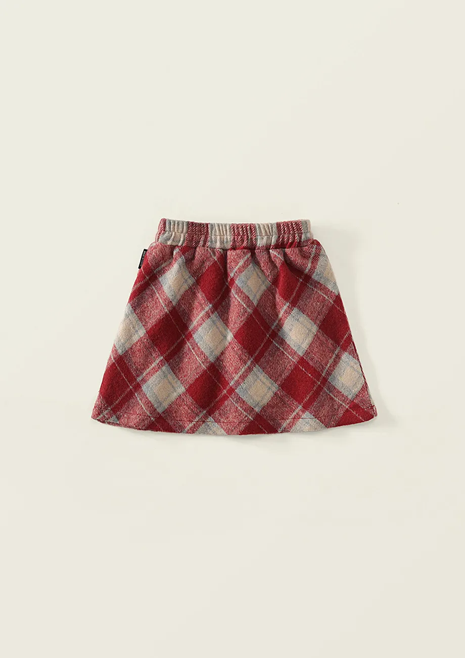 Girls Red Plaid A-line Skirt