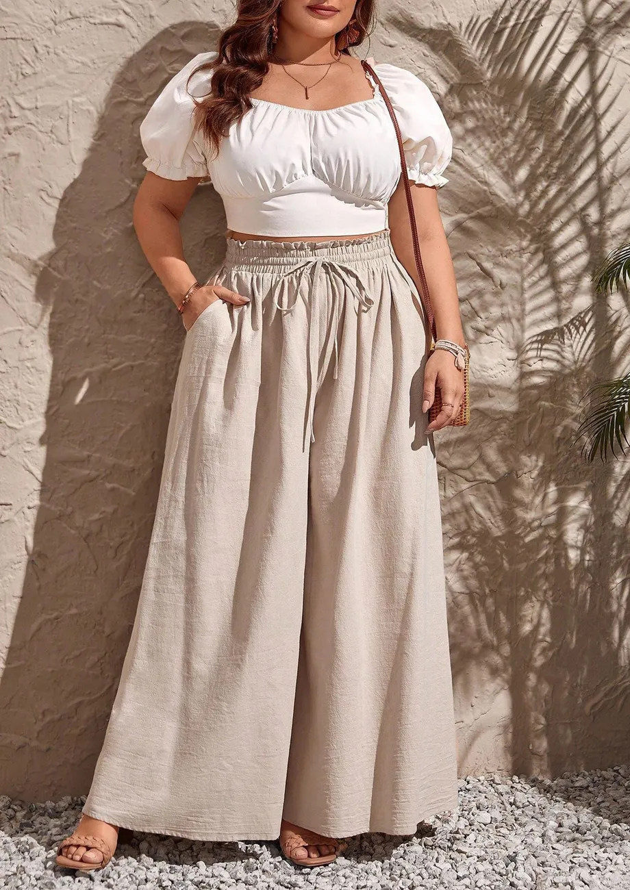 Buy Smocked Waistband Plus Size Palazzo Pants for Women Online in India