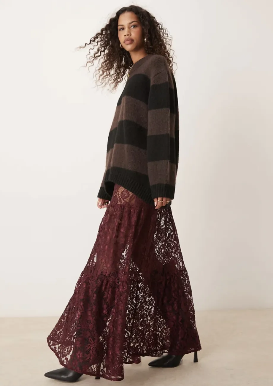 A-line Lace Maxi Skirt