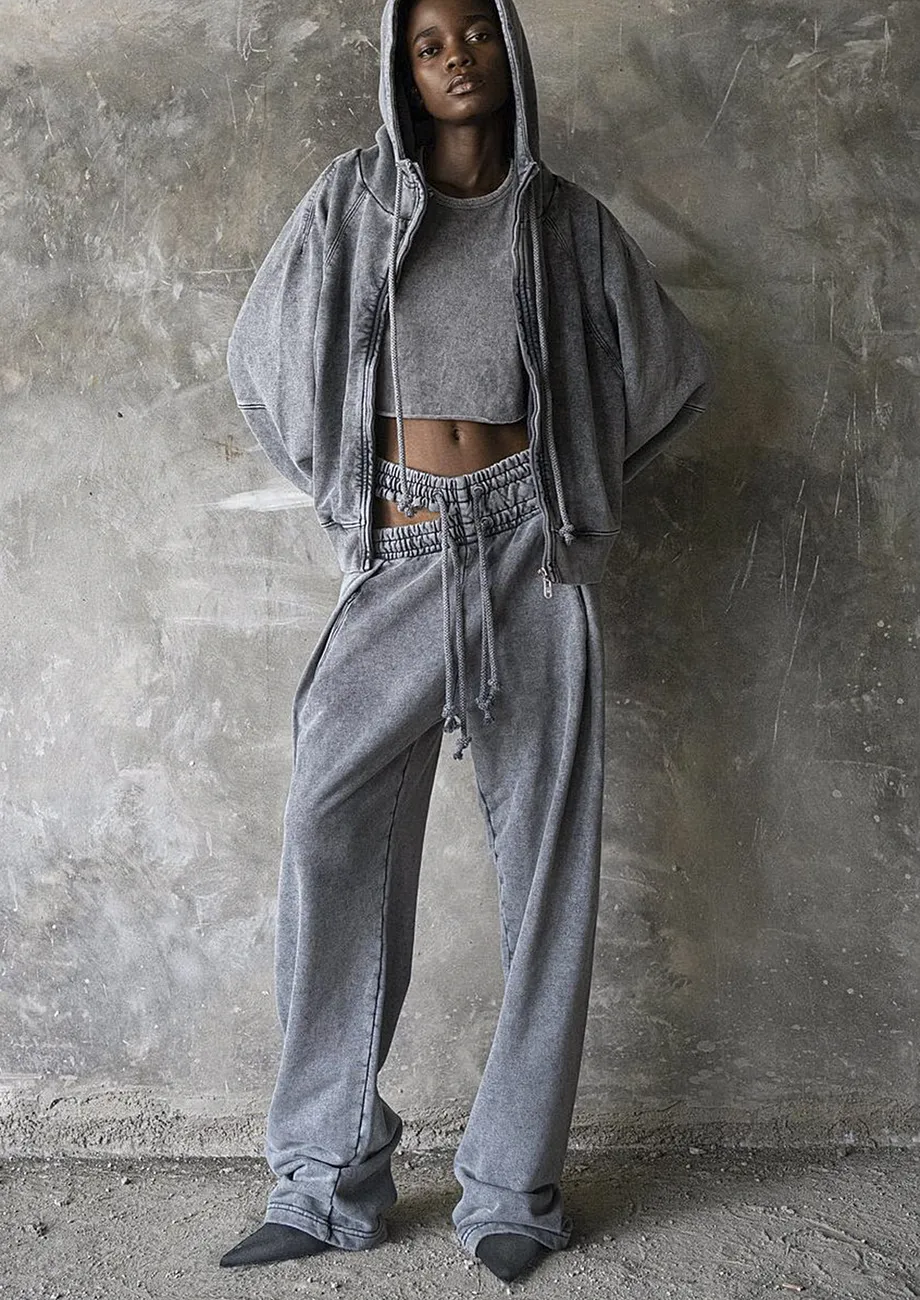 CUT-OUT DETAIL STRAIGHT GREY JOGGERS