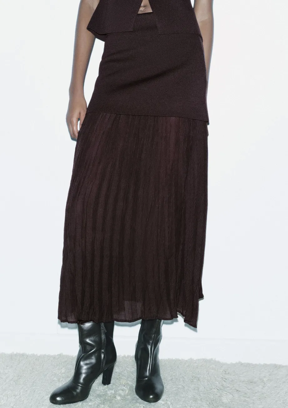 Dark Purple Pleated Maxi Skirt