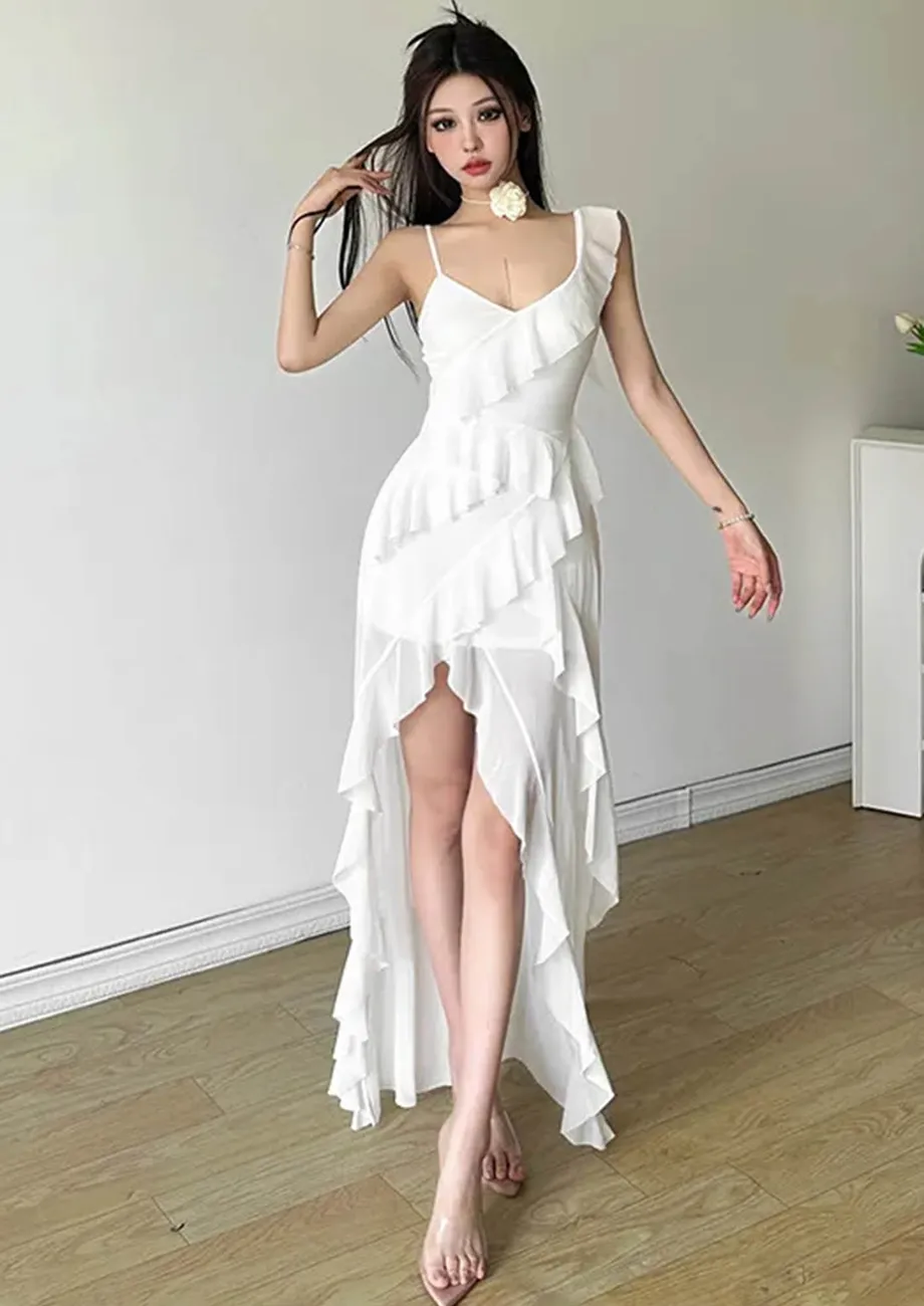 white ruffle asymmetrical dress Buy Ruffled Asymmetric for Women Online in India Size:Custom Size(Special instructions for seller) royal blue gown PRETTYGARDEN Women's Summer Wedding