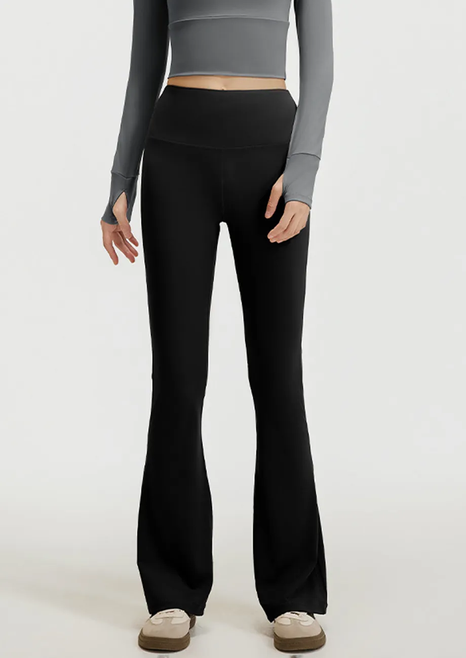 Black Flared High-waist Sports Pants