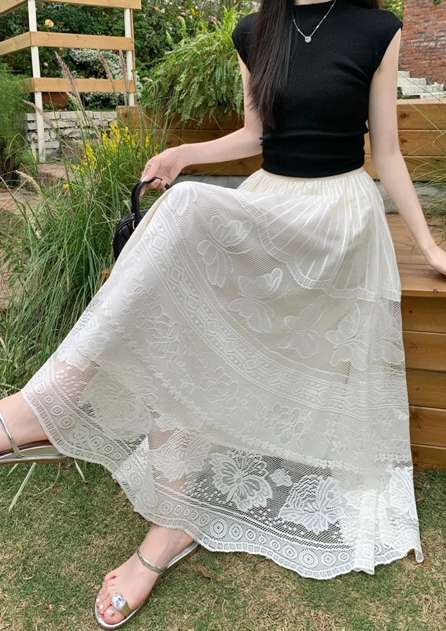 Free Size Slef Design A-line Maxi Skirt