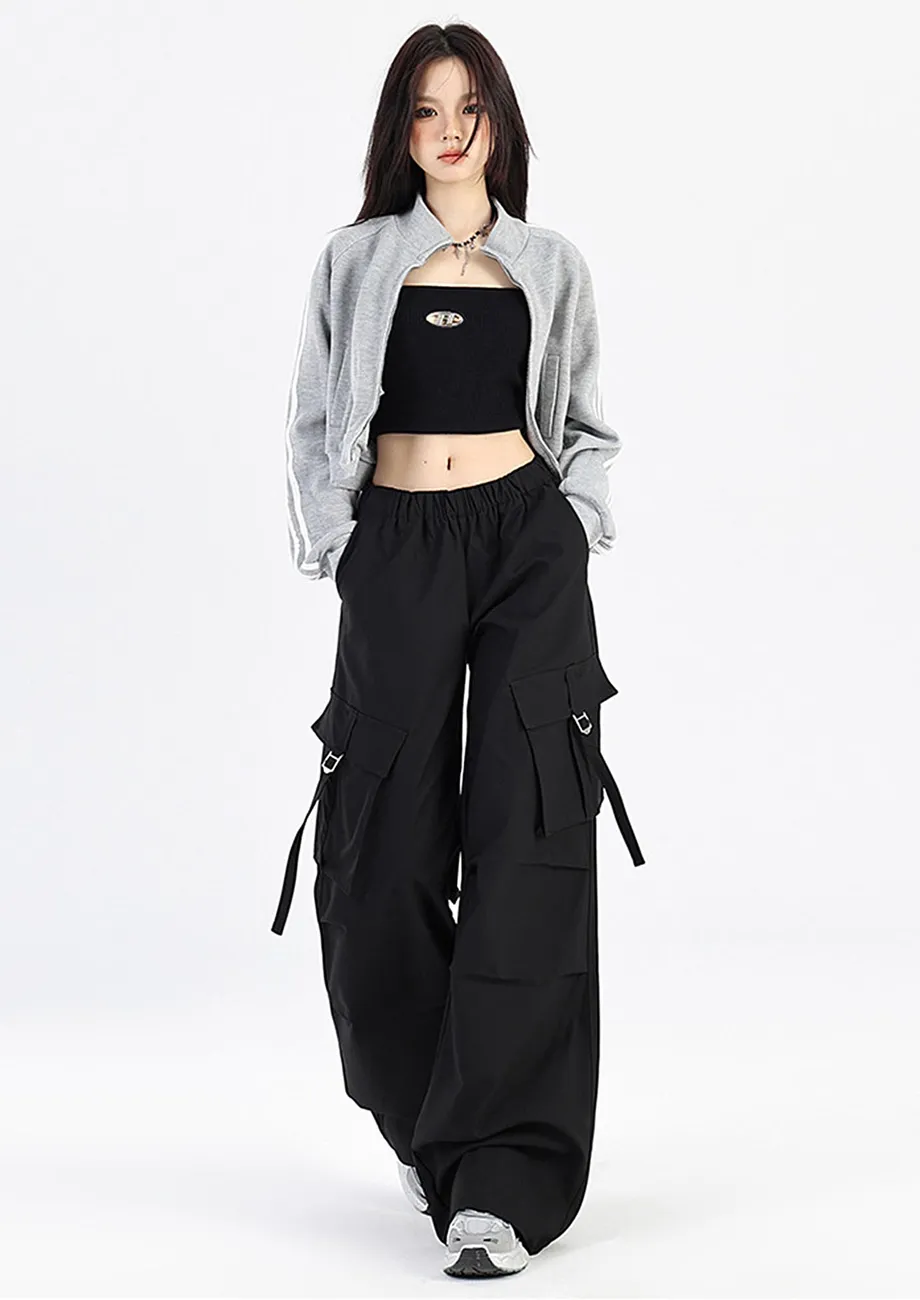 Black Pull-on Elasticated-waistband Pants