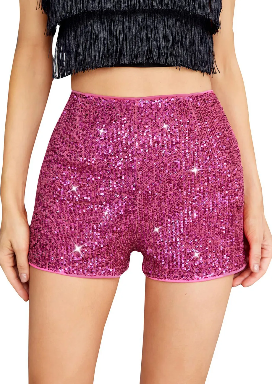 Pink High Sequin Shorts