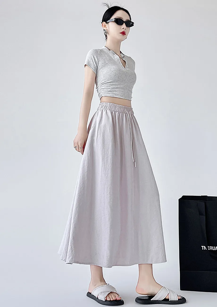 Fs Greige Drawstring-waist Midi Skirt
