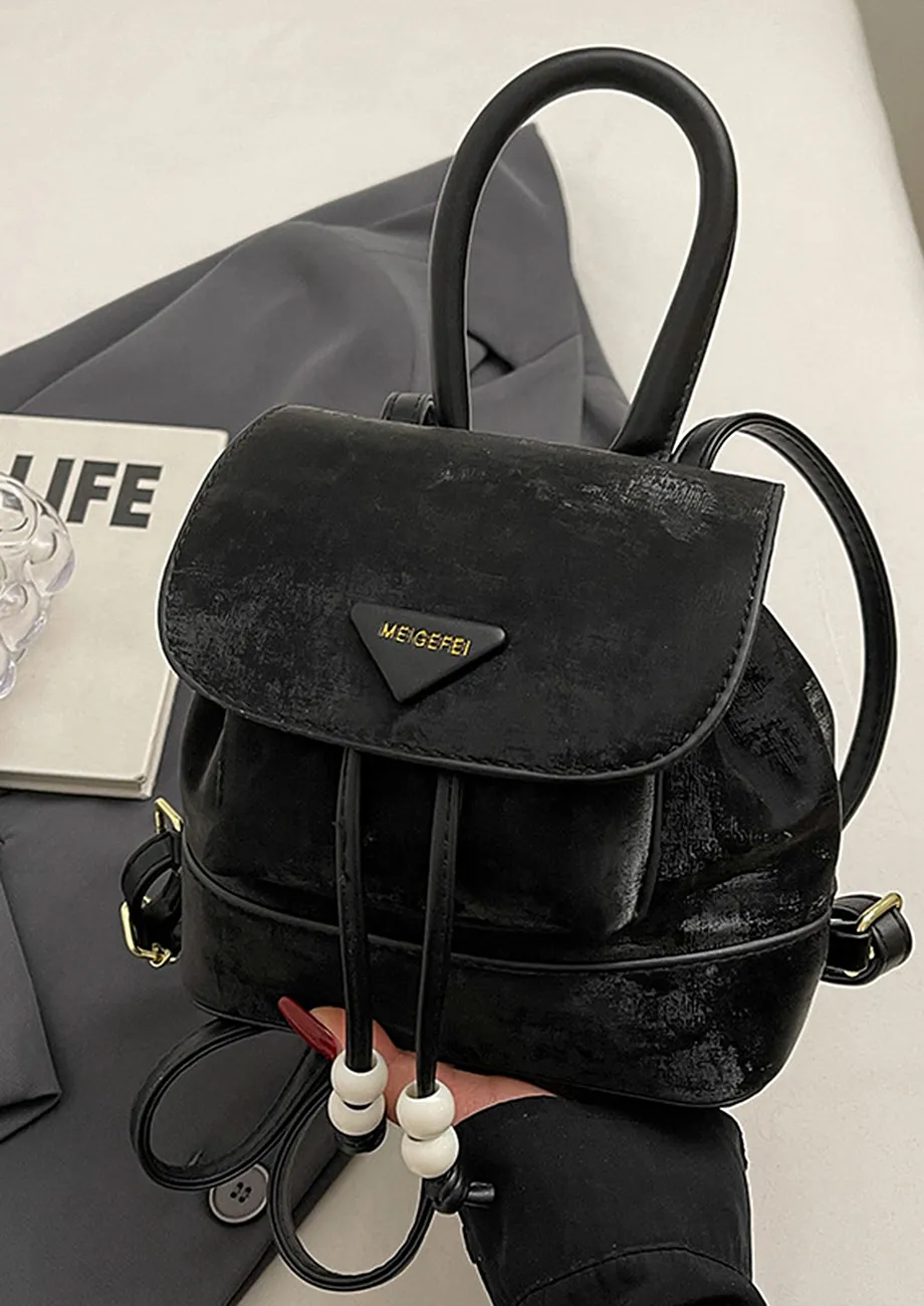 Buy BLACK SMALL FAUX LEATHER BACKPACK for Women Online in India