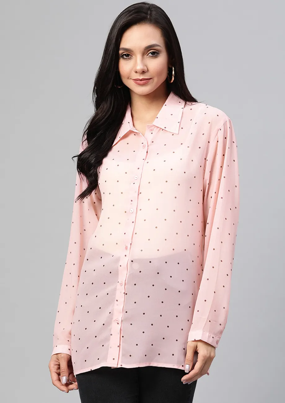 sheer polka dot shirt