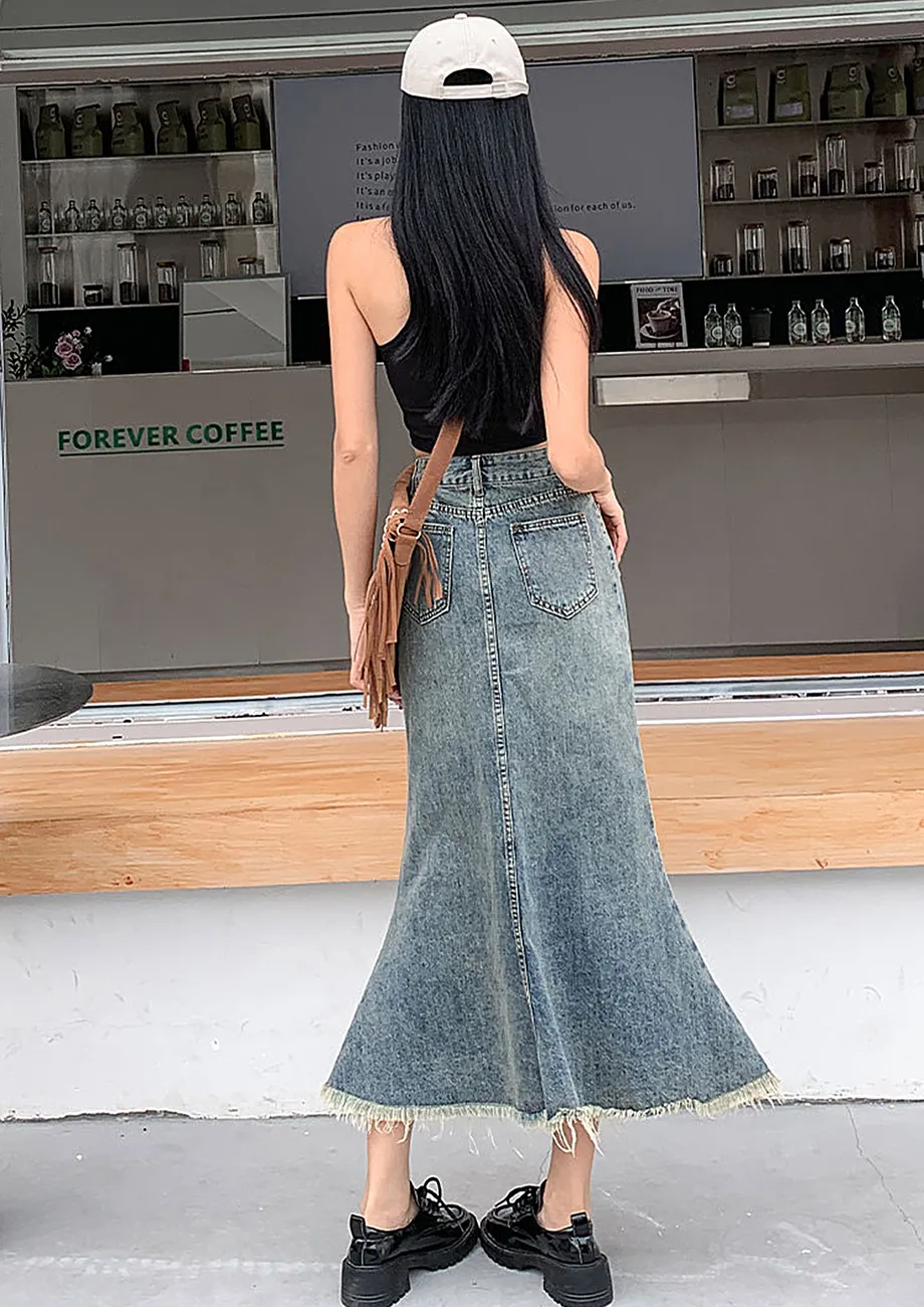 Mermaid Slit Denim Skirt / herlipto（Her lip to Mermaid Slit