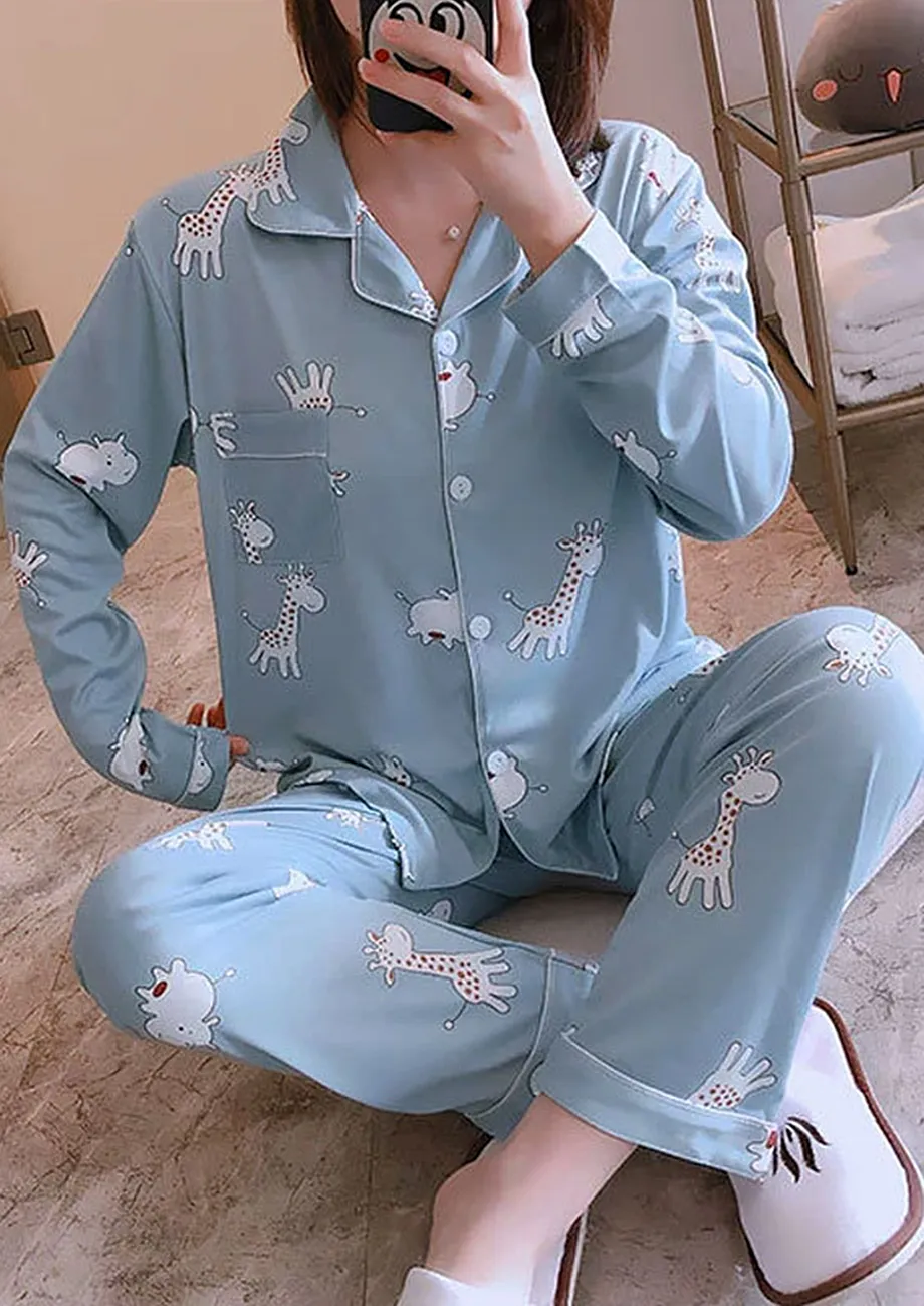 MOTIF SHIRT AND PYJAMA SET