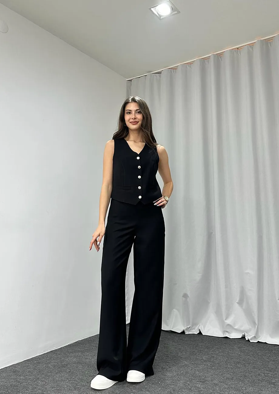 Black Waistcoat & Pants Set