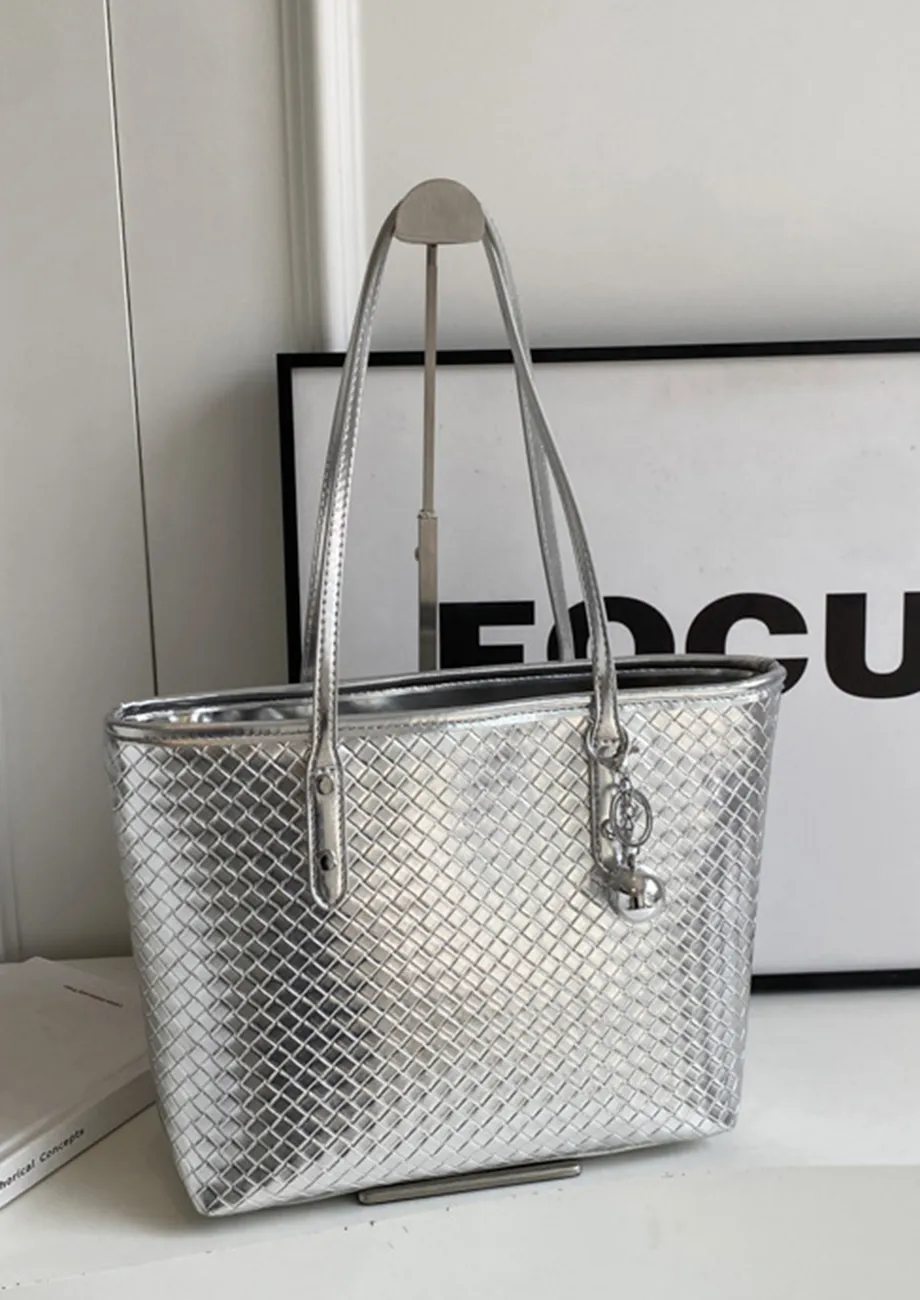 日本未入荷☆SILVER COTTON BAG (MEDIUM)/Isaid SC103 ~ Current Medium Links Tote | MAIMOUN