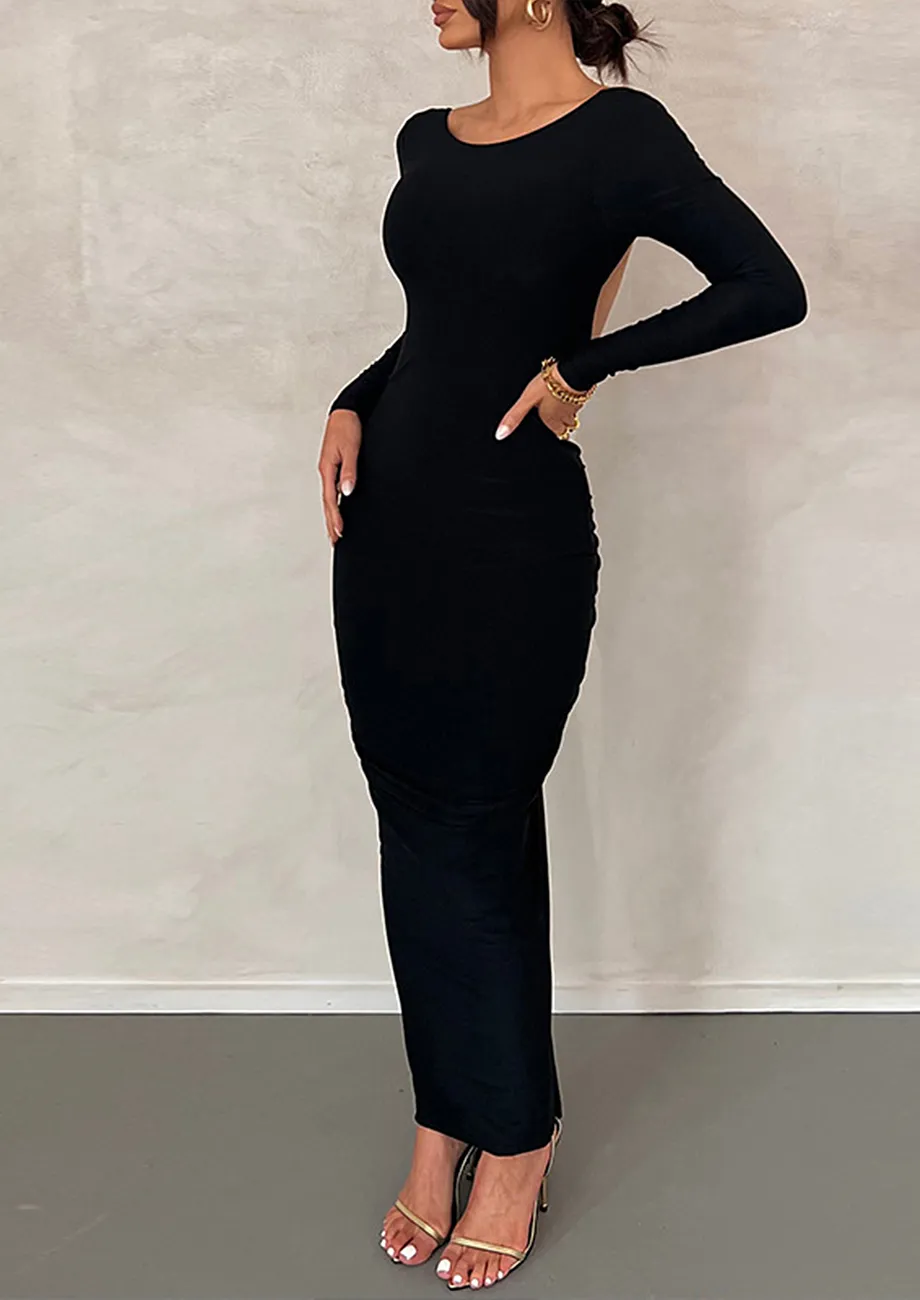 Ladies long black dress best sale