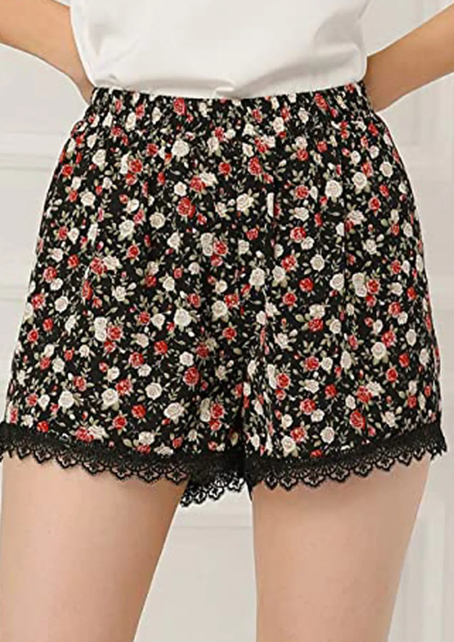 Straight Fit Lace-hem Beach Shorts