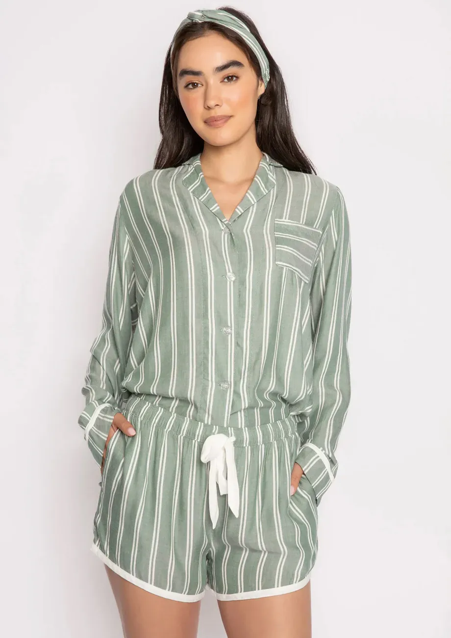 Green Striped 2pc Nightwear Set