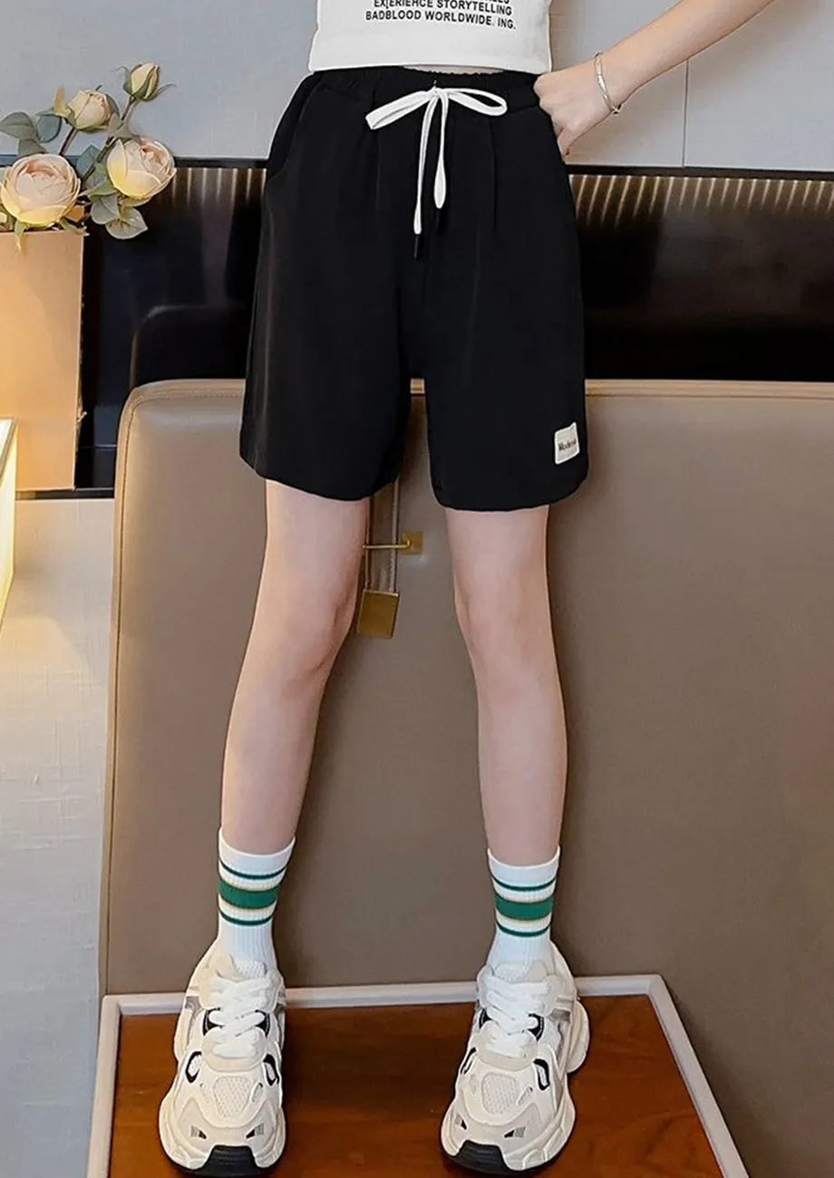 Black Wide Fit Girls Shorts