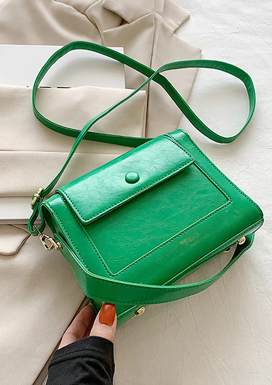 Buy GREEN PU LEATHER FLAP FRONT SLING BAG for Women Online in India