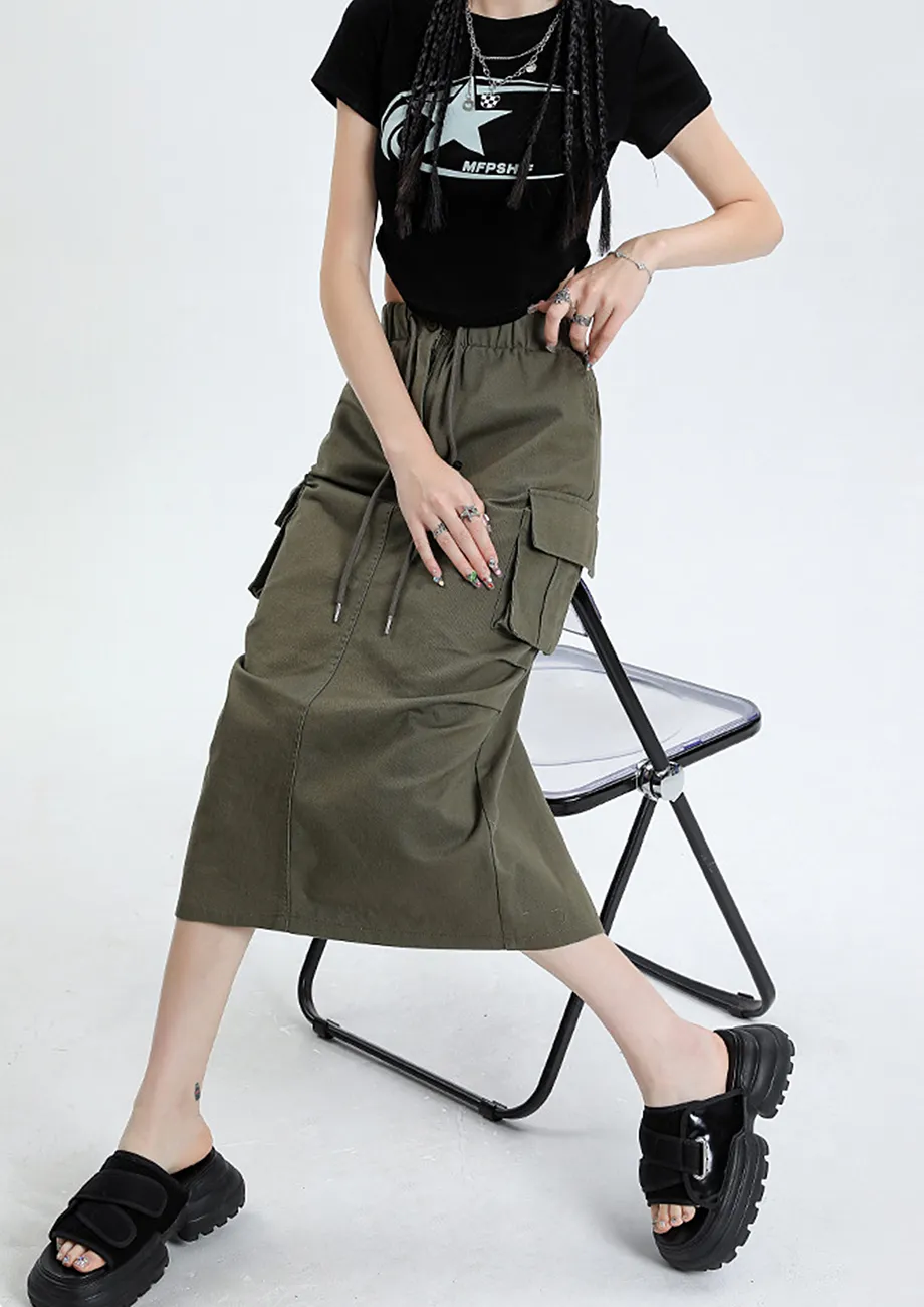 Green High-rise Mid Length Skirt
