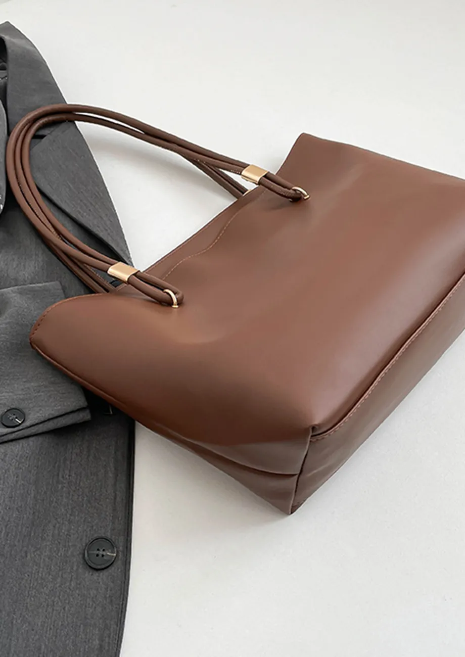 Leather Tote Light Brown Purses Hues Studio RACHEL TOTE BAG BROWN OFF White LARGE Spacious Everyday Carry TOTE Durable Dual Tone Design BAG Comfortable Shoulder Carry