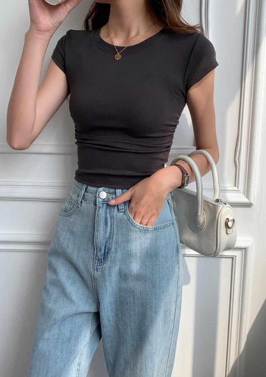 Dark Grey Cap Sleeve Fitted Top