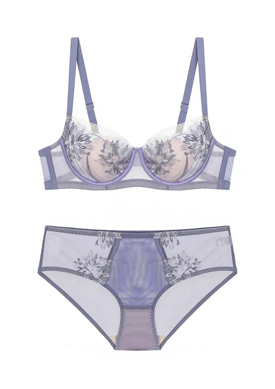 Purple Sheer Mesh 2pc Lingerie Set