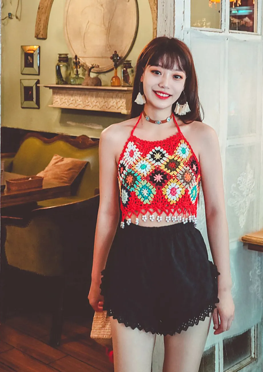 halter crop top crochet