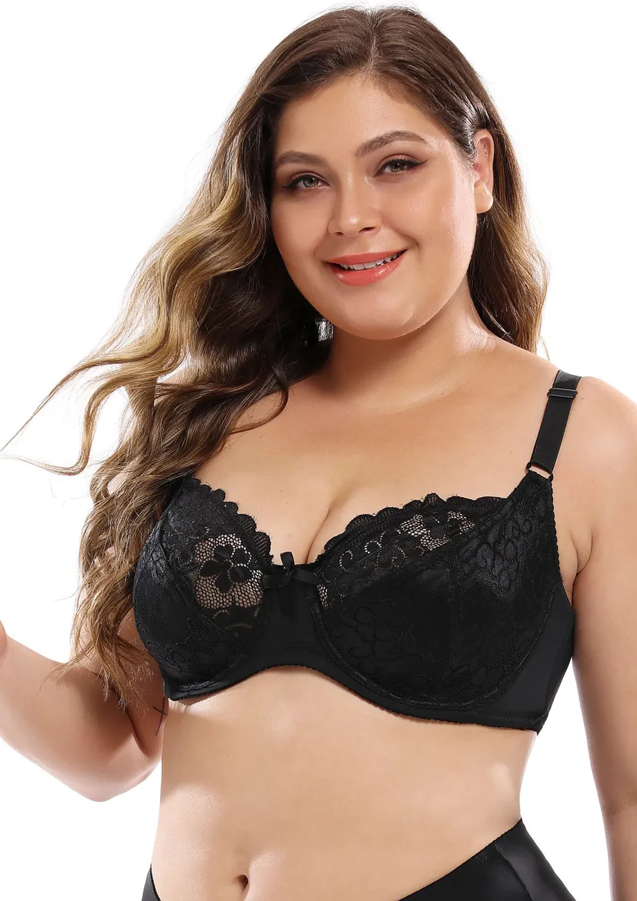 Plus Size Black Non-padded Full-coverage Bra