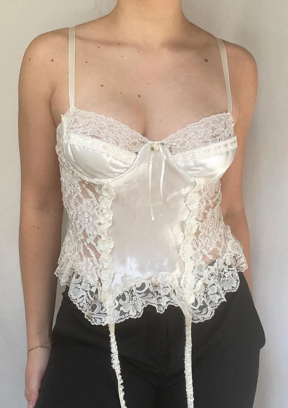 White Lace Detail Irregular Cami
