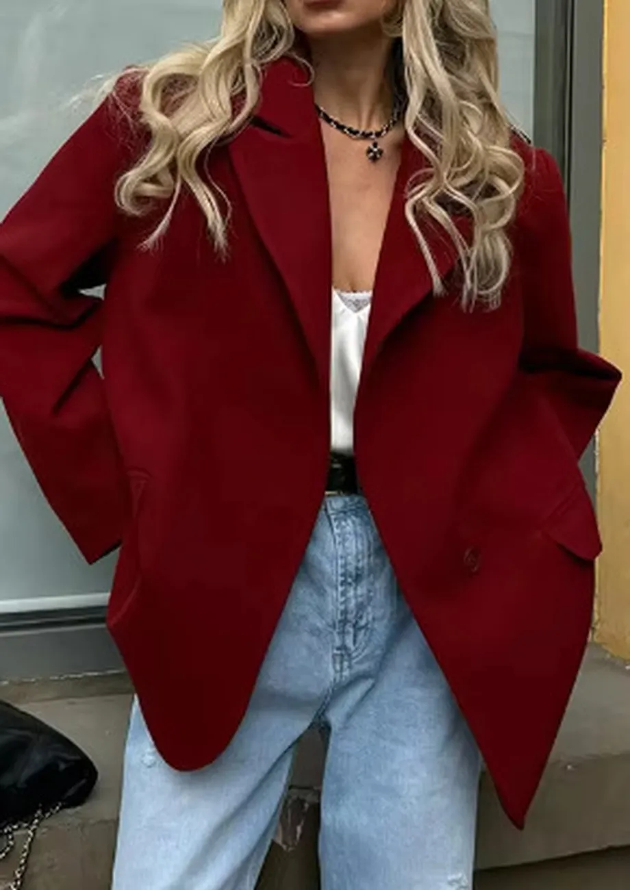 Buy Red Oversized Lapel Collar Jacket for Women Online in India