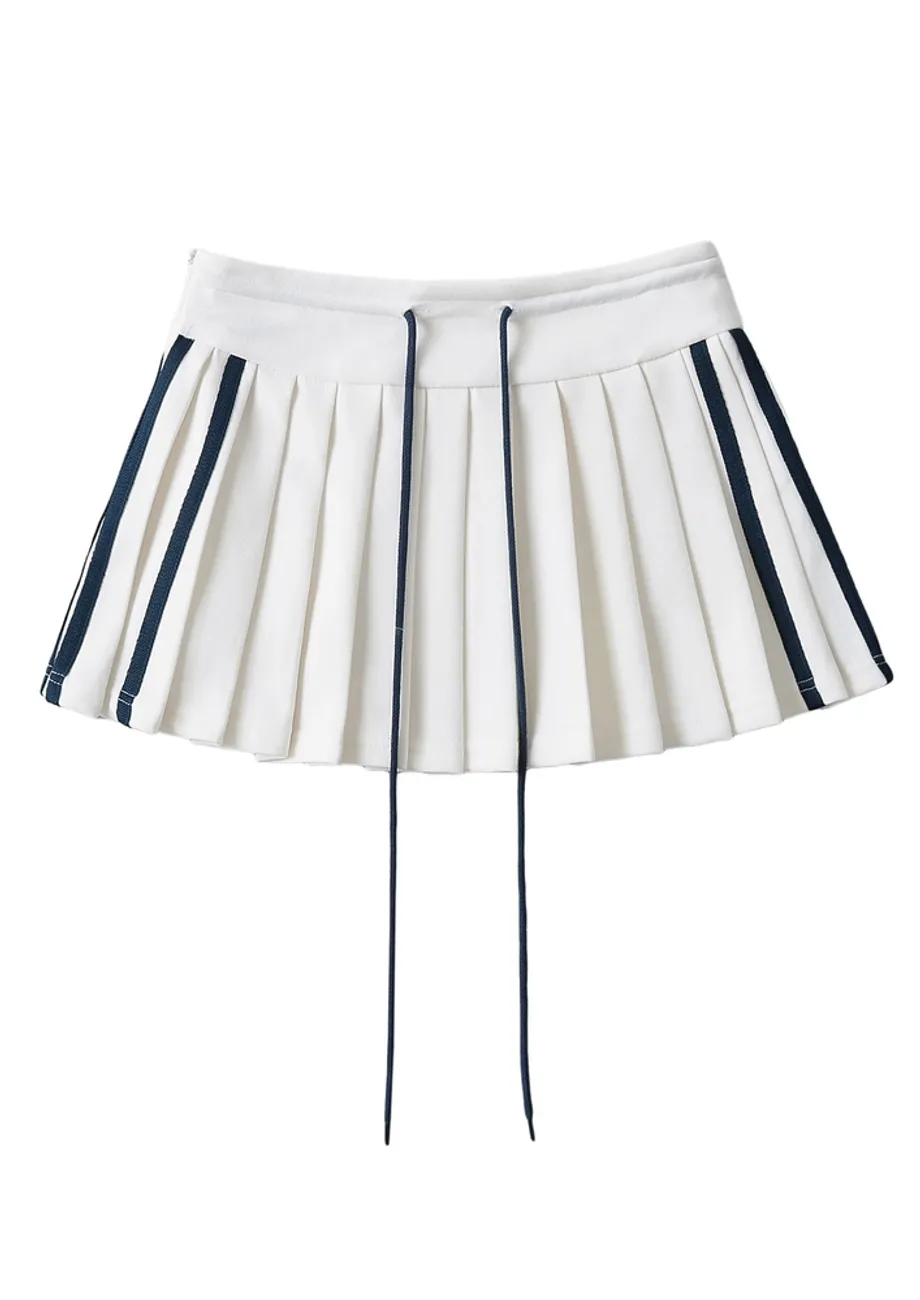 Contrast Stripe Mini Pleated Skirt