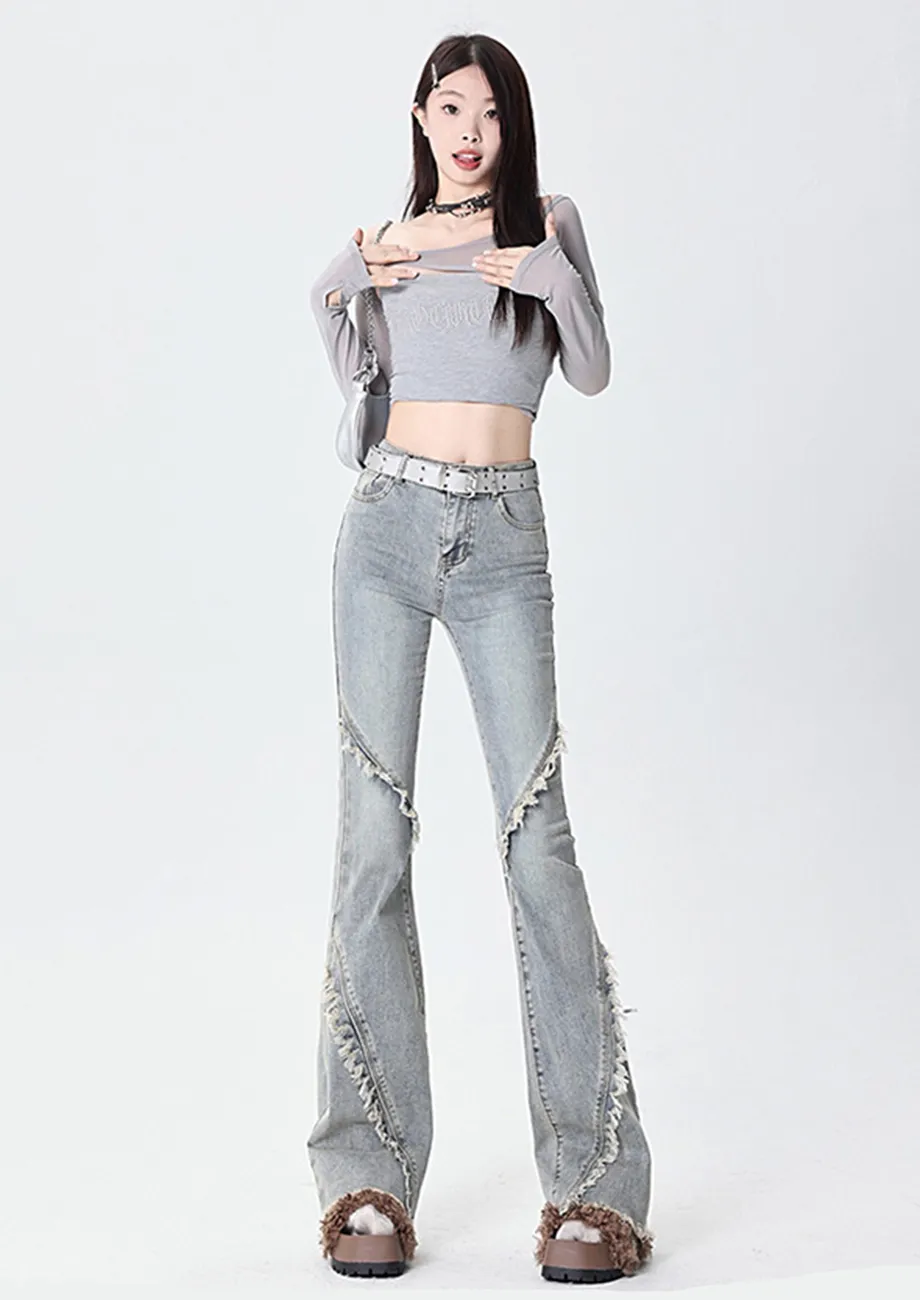 LIGHT BLUE EXTENDED BOOTCUT JEANS