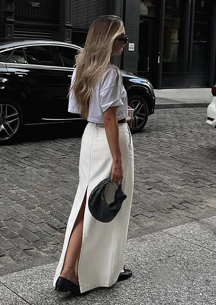 Buy DENIM STRAIGHT SKIRT WITH BACK SLIT for Women Online in India
