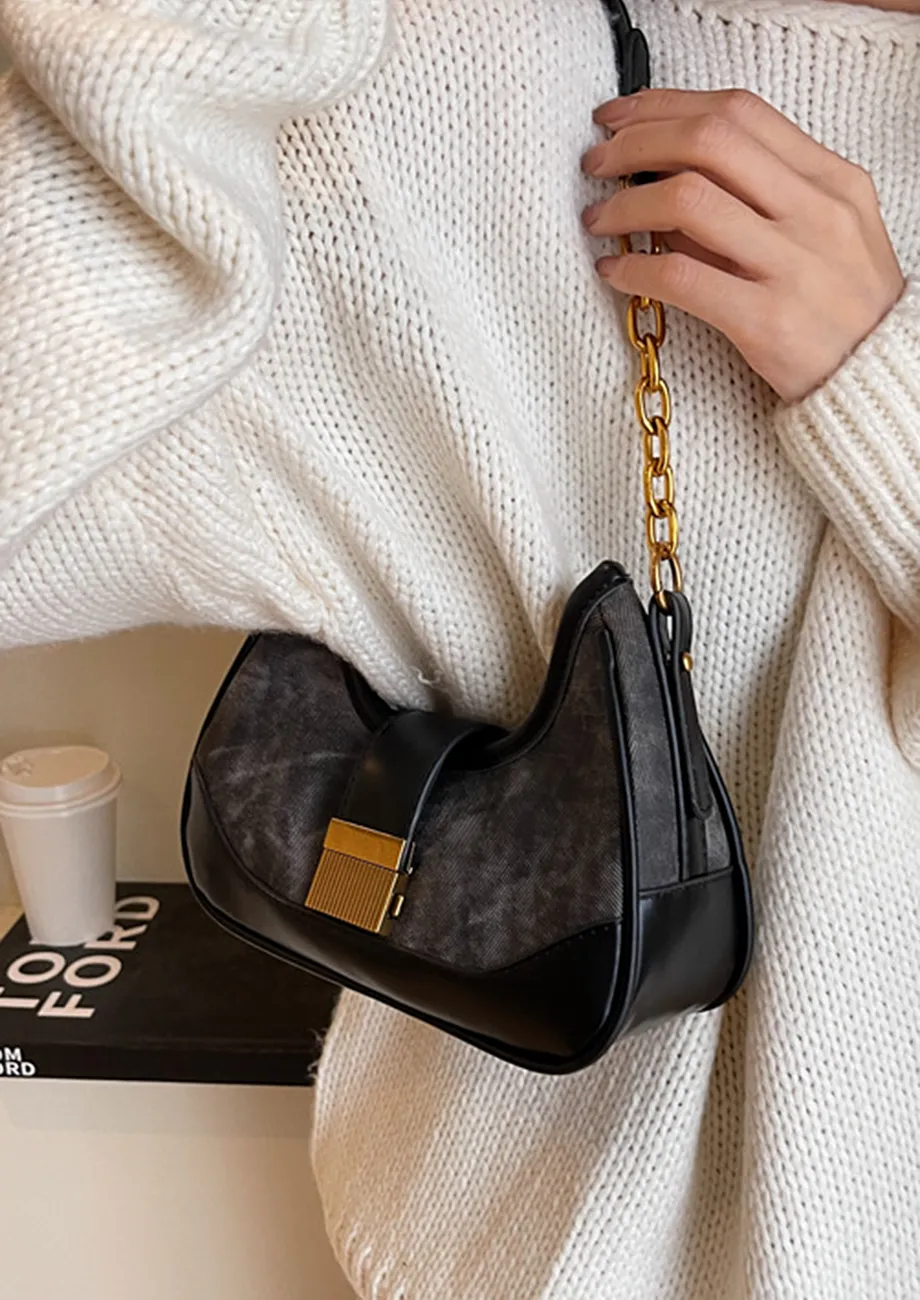 Buy PU DARK BROWN SINGLE CHAIN STRAP SHOULDER BAG for Women Online in India