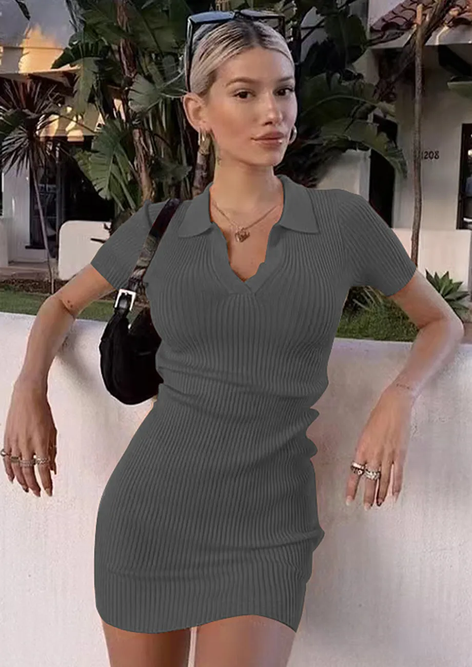 Dark fashion grey bodycon dress