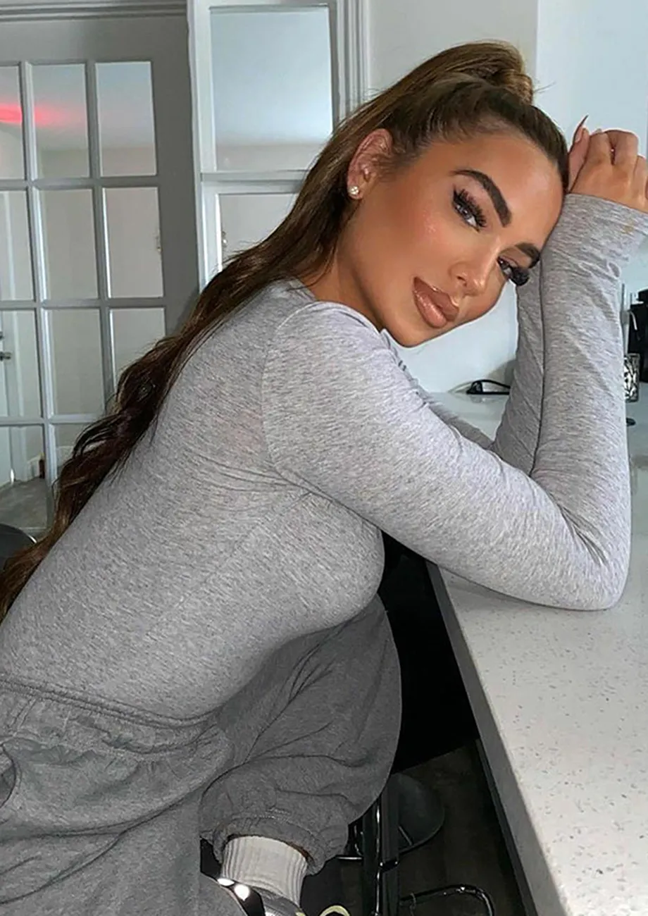 Buy GREY ZIPPER-FRONT SEAMLESS BODYSUIT for Women Online in