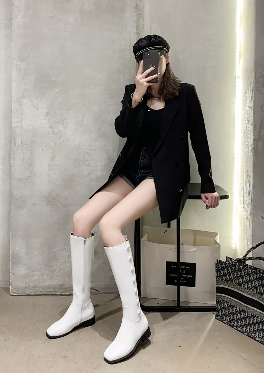 Knee Length Boot store - White