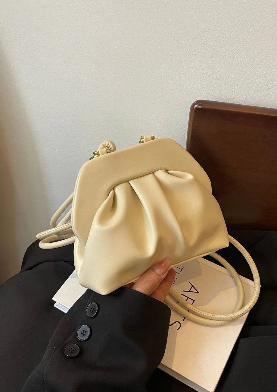 BEIGE SMALL RUCHED DETAIL SLING BAG