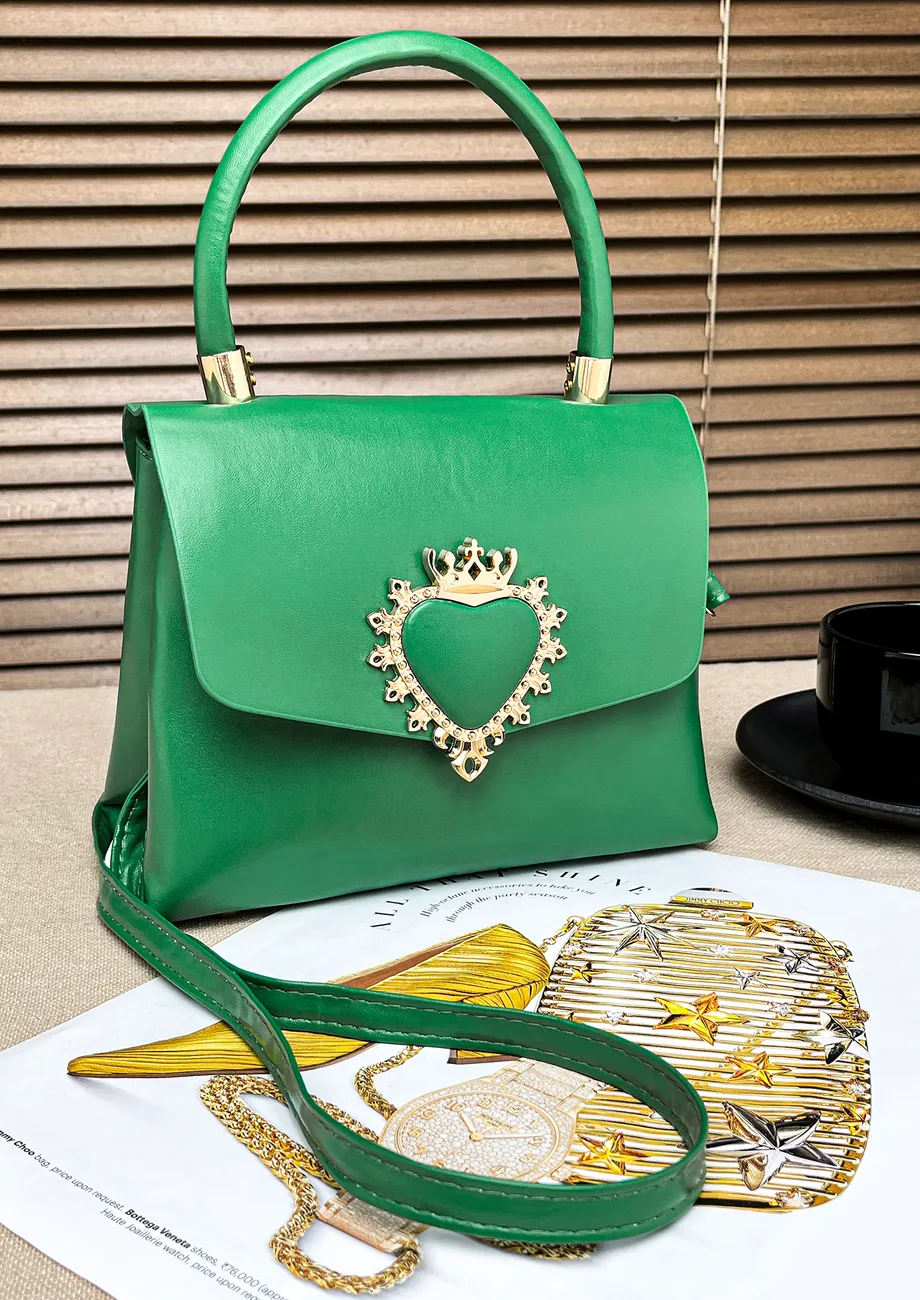 Buy QUEEN OF HEARTS DARK GREEN LEATHER HANDBAG for Women Online in India